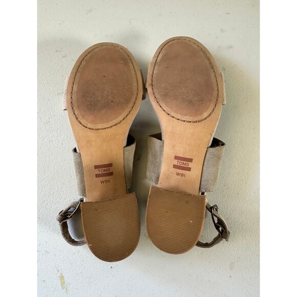 TOMS Poppy Mix Media Suede Canvas Double Strap Mid Chunky Block Heel Sandal 9.5 - Picture 7 of 7